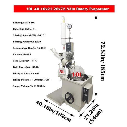 10L Rotary Evaporator Manual Lifting Lab Rotavapor with Intelligent Control Temperature System 110V Digital Speed Control Vacuum Vaporizer for Efficient Evaporation of Solvents Concentration in Kuwait
