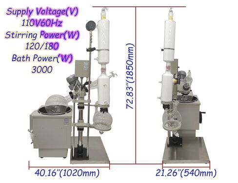 INTSUPERMAI 10L Lab Rotary Evaporators, 110V, Manual Lifting, Digital Screen, GG3.3 Glassware, 0-200 ℃ Water/Oil Bath, Vacuum Decompression Extraction Distiller Equipment for Lab in Kuwait