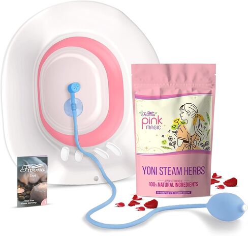 Fivona Yoni Steam Kit 2-in-1 Bundle of Steaming Seat with Pink Magic Herbs Bundle - at Home V-SPA Cleansing Set for Toilet Bowl - Detox and Rejuvenate with All-Natural Herbal Therapy in Saudi Arabia