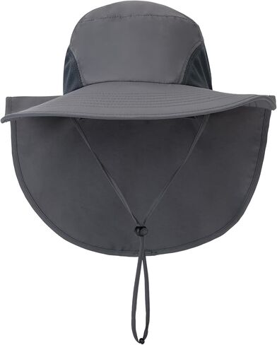 UPF 50+ Sun Hat with Detachable Neck Cover, Water-Repellent & Full-Coverage for Gardening, Fishing, Hiking in Saudi Arabia