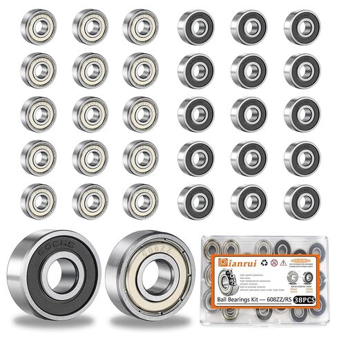 Dianrui Ball Beal Bealings Kit 44 PCS - 608RS/ 608ZZ/ 698ZZ/ 628ZZ/ 6903ZZ/ 6003ZZ/ 6203ZZ Small Bearings Kit لمحامل لوح التزلج ، عجلة الأثاث ، الزلاجات الأسطوانة ، الطباعة ثلاثية الأبعاد و ECT - SAMPLE. in Kuwait
