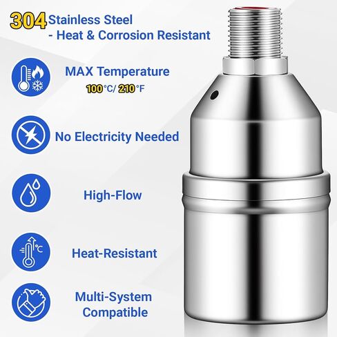 Hicarer 2 Set 304 Stainless Steel Water Float Valve 1/2" to 3/4" Automatic Water Level Control Shut off Float Valve for Watering Tank, Livestock Troughs, Pool, Distiller in Saudi Arabia