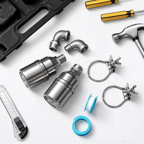 Hicarer 2 Set 304 Stainless Steel Water Float Valve 1/2" to 3/4" Automatic Water Level Control Shut off Float Valve for Watering Tank, Livestock Troughs, Pool, Distiller in Saudi Arabia