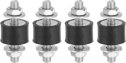 PATIKIL 25x25mm Rubber Studs Shock Absorber, 4 Pcs M6 Rubber Isolator Mounts Cylindrical Anti-Vibration Isolator Mounts with Nuts for Garage Motor Air Compressors Engines (VV Type) in Saudi Arabia