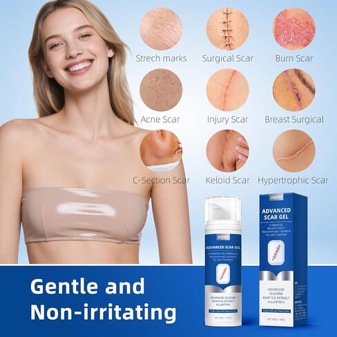 Silicone Scar Gel for Old and New Scars, Stretch Marks & Acne Scar Removal, Advanced Silicone Scar Cream for Surgical, Burn, Keloid, Injury & Acne Scars, Fast Absorbing Gel, 1.76 oz (50ml) in Saudi Arabia
