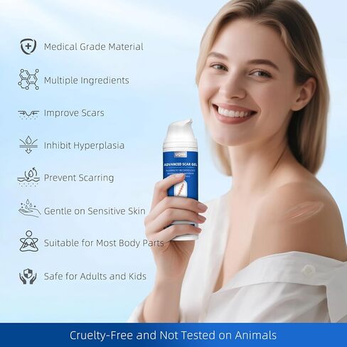 Silicone Scar Gel for Old and New Scars, Stretch Marks & Acne Scar Removal, Advanced Silicone Scar Cream for Surgical, Burn, Keloid, Injury & Acne Scars, Fast Absorbing Gel, 1.76 oz (50ml) in Saudi Arabia