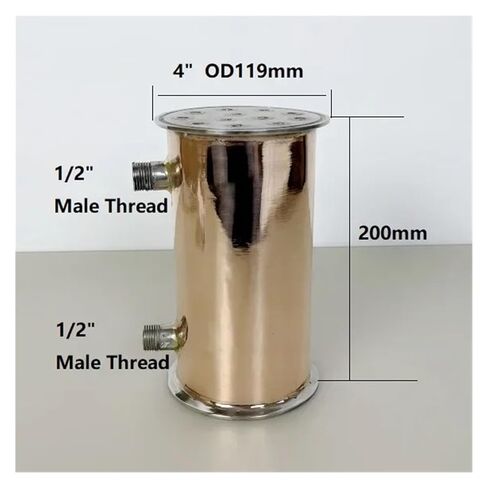 4 "OD119mm النحاس Dephlegmator/مكثف مع 1/2" الموضوع الذكور لتقطير تخمير المنزل ، 12 أنابيب داخل ID 8 مللي متر in Saudi Arabia