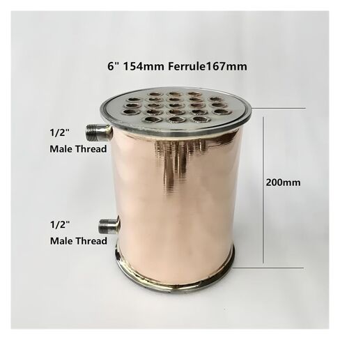6 بوصة Ferrule167mm جهاز تقطير النحاس Dephlegmator مع 1/2 "مكثف ارتداد خيط ذكر طول 200 مللي متر لمنتجات الألبان البيرة البيرة in Saudi Arabia