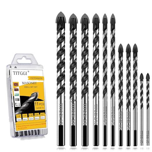TITGGI Concrete Drill Bit & Masonry Drill Bit Set, Professional Drill Bit Set (6PCS) for Glass/Brick/Plastic/Cement/Wood/Tile/Etc, Industrial Strength Carbide Drill Bit Tip, 1/4"-1/2" in Saudi Arabia