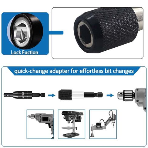 مجموعة لقم الثقب ذاتية التمركز، 3 قطع 3/32 بوصة 7/64 بوصة 1/8 بوصة لقم الثقب ذاتي المركز HSS بت، 1/4 بوصة مثقاب سداسية الساق مع قطعة واحدة حامل لقم التغيير السريع للمفصلات وتركيب الباب in Kuwait