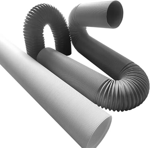 Flexible Grey Dust Extraction Hose, 300mm Corrugated Plastic Ducting for Fume & Chip Removal, Portable Air Conditioner Ventilation - 2m Length in Saudi Arabia