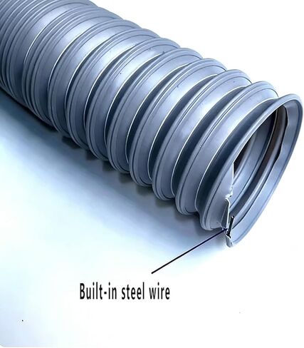 Flexible Grey Dust Extraction Hose, 300mm Corrugated Plastic Ducting for Fume & Chip Removal, Portable Air Conditioner Ventilation - 2m Length in Saudi Arabia