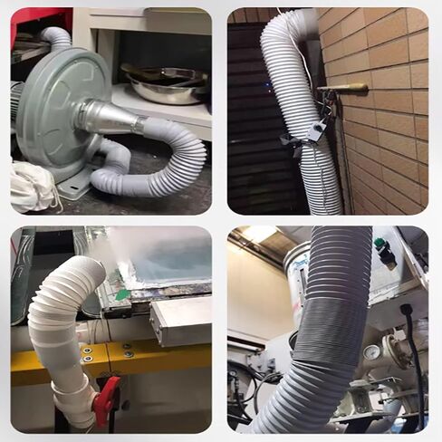 Flexible Grey Dust Extraction Hose, 300mm Corrugated Plastic Ducting for Fume & Chip Removal, Portable Air Conditioner Ventilation - 2m Length in Saudi Arabia