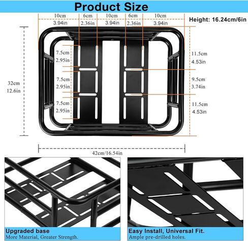 Bike Basket Rear - Large Capacity Heavy Duty Bicycle Basket with Liner,Cargo Net,Waterproof Cover - Ebike Accessories for Adult Bikes,Electric Bike,Carrying Grocery,Ball,Dog in Kuwait