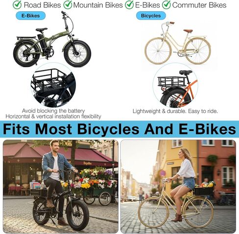 Bike Basket Rear - Large Capacity Heavy Duty Bicycle Basket with Liner,Cargo Net,Waterproof Cover - Ebike Accessories for Adult Bikes,Electric Bike,Carrying Grocery,Ball,Dog in Kuwait