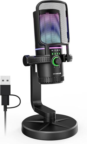 ميكروفون ألعاب SINWE مع خاصية إلغاء الضوضاء والتحكم في الكسب - ميكروفون USB PC للبث والألعاب والبودكاست والكمبيوتر الشخصي وPS4 - يتضمن مرشح البوب، وحامل الصدمات، وكتم الصوت السريع وإضاءة RGB in Kuwait