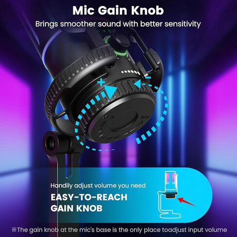 ميكروفون ألعاب SINWE مع خاصية إلغاء الضوضاء والتحكم في الكسب - ميكروفون USB PC للبث والألعاب والبودكاست والكمبيوتر الشخصي وPS4 - يتضمن مرشح البوب، وحامل الصدمات، وكتم الصوت السريع وإضاءة RGB in Kuwait