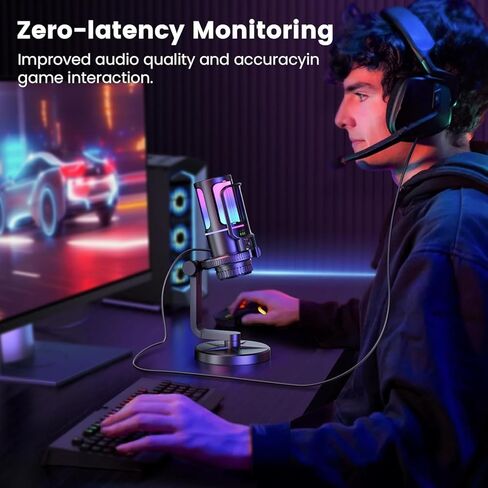 ميكروفون ألعاب SINWE مع خاصية إلغاء الضوضاء والتحكم في الكسب - ميكروفون USB PC للبث والألعاب والبودكاست والكمبيوتر الشخصي وPS4 - يتضمن مرشح البوب، وحامل الصدمات، وكتم الصوت السريع وإضاءة RGB in Kuwait
