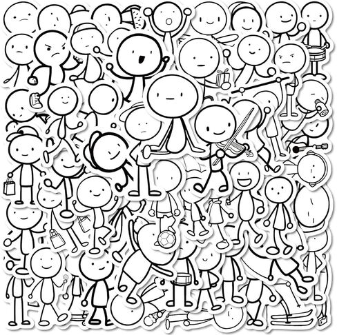 56 Extremely Simple Cartoon Lines, Graffiti Stickers, Creative Instagram Style Stickers, Waterproof Vinyl Sticker Bags for Water Bottles, laptops, Skateboards, and suitcases in Saudi Arabia