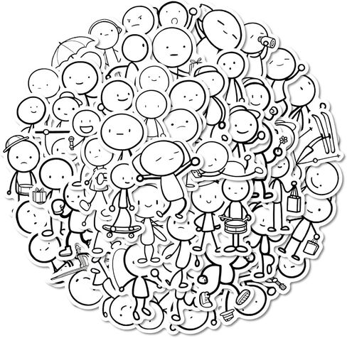 56 Extremely Simple Cartoon Lines, Graffiti Stickers, Creative Instagram Style Stickers, Waterproof Vinyl Sticker Bags for Water Bottles, laptops, Skateboards, and suitcases in Saudi Arabia