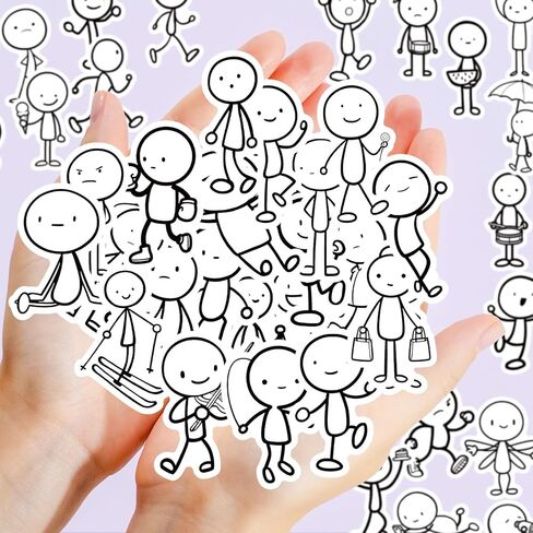 56 Extremely Simple Cartoon Lines, Graffiti Stickers, Creative Instagram Style Stickers, Waterproof Vinyl Sticker Bags for Water Bottles, laptops, Skateboards, and suitcases in Saudi Arabia