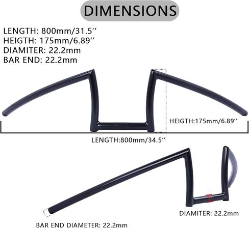 Tracer Oversize Beach Cruiser Handlebar 31.5" (800mm) – Retro V-Type Stretch Bike Bar with 22.2mm Clamp – High Rise Alloy Steel Ape Hanger for Custom Chopper, Lowrider & Fat Tire Bikes (Chrome) in Kuwait
