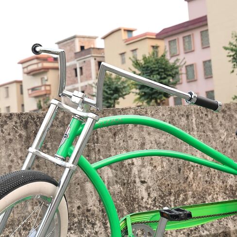 Tracer Oversize Beach Cruiser Handlebar 31.5" (800mm) – Retro V-Type Stretch Bike Bar with 22.2mm Clamp – High Rise Alloy Steel Ape Hanger for Custom Chopper, Lowrider & Fat Tire Bikes (Chrome) in Kuwait