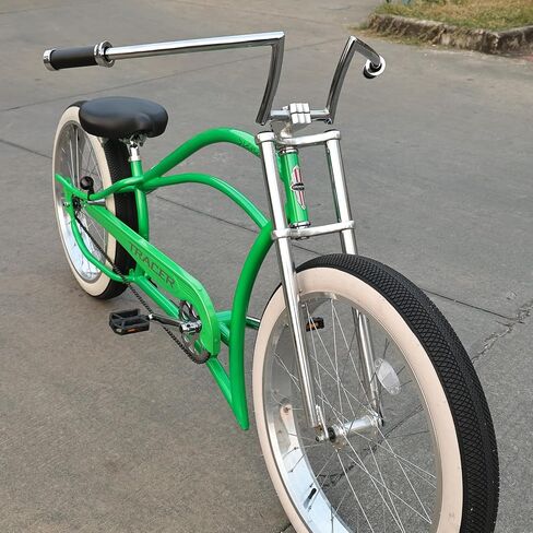 Tracer Oversize Beach Cruiser Handlebar 31.5" (800mm) – Retro V-Type Stretch Bike Bar with 22.2mm Clamp – High Rise Alloy Steel Ape Hanger for Custom Chopper, Lowrider & Fat Tire Bikes (Chrome) in Kuwait