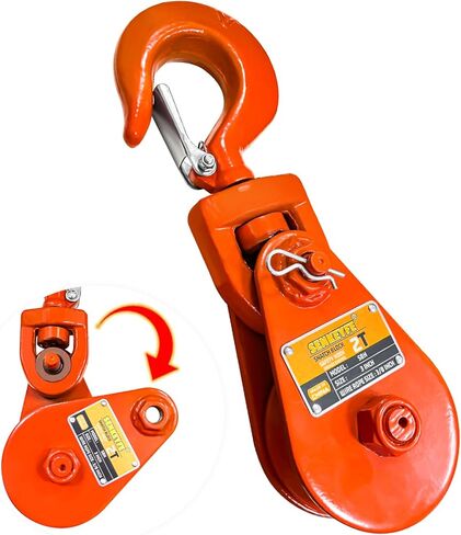 2 Ton Snatch Block with Hook, 3" Sheave for 3/8" Inch Wire Rope, 4400lbs Snatch Block Pulley for Tow Truck Rollback Wrecker Car Hauler, Winch Pulley Winch Accessories in Kuwait