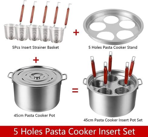 Pasta Pots Stainless Steel Cooker Insert Set, Commercial Stock Pot with Pasta Pot and Insert Strainer Steamer Basket for Home Kitchen Restaurant Cookware/One Co in Saudi Arabia