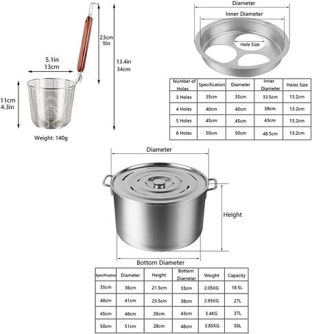 Pasta Pots Stainless Steel Cooker Insert Set, Commercial Stock Pot with Pasta Pot and Insert Strainer Steamer Basket for Home Kitchen Restaurant Cookware/One Co in Saudi Arabia