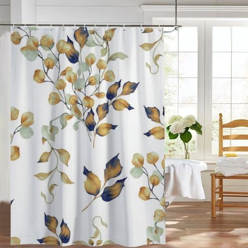 ستارة دش مضحكة على شكل أوراق الأوكالبتوس مع خطافات، ستارة دش صيفية مقاومة للماء في منتصف القرن، ستائر أفريقية للعطلات من القماش قابلة للغسل للحمام والحمام ديكو 48 × 72 بوصة in Kuwait