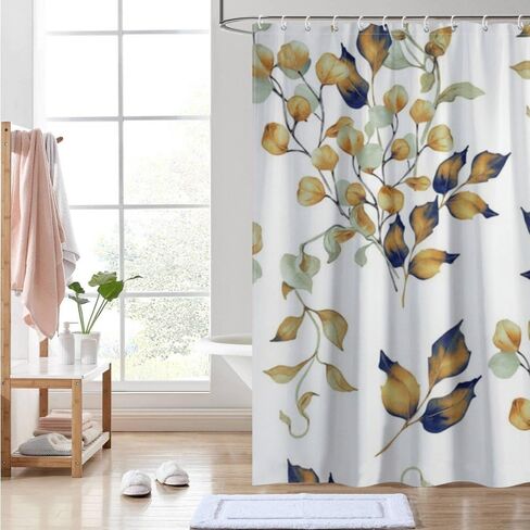 ستارة دش مضحكة على شكل أوراق الأوكالبتوس مع خطافات، ستارة دش صيفية مقاومة للماء في منتصف القرن، ستائر أفريقية للعطلات من القماش قابلة للغسل للحمام والحمام ديكو 48 × 72 بوصة in Kuwait