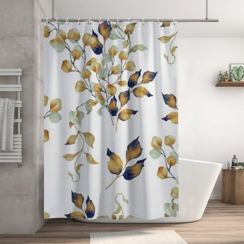 ستارة دش مضحكة على شكل أوراق الأوكالبتوس مع خطافات، ستارة دش صيفية مقاومة للماء في منتصف القرن، ستائر أفريقية للعطلات من القماش قابلة للغسل للحمام والحمام ديكو 48 × 72 بوصة in Kuwait