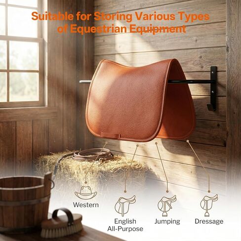 4Pcs Blanket Rack with Bridle Hooks, 34 Inch Steel Wall Mounted Removable Horse Blanket Bar, Can be installed on stall doors, Saddle Pad Rack for Hanging Horse Blankets Pads, Saddle Blankets, Black in Kuwait