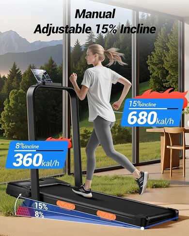 CURSOR FITNESS 3-in-1 Walking Pad Treadmill with 15% Incline 0.6-6.2MPH Foldable Quiet Walking Pad for Home Office 2.5HP Under Desk Compact Treadmill with 300LBS Capacity in Kuwait