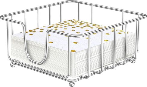 حامل منديل للطاولة ، حاملي منديل للمناديل الورقية ، حاملي منديل أسود معدني مسطح للمطبخ وطاولة الطعام ، 6.9 "× 6.9" × 2.2 "حجم داخلي (أسود) in Saudi Arabia