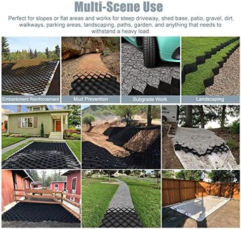Honeycomb Gravel Stabilizer Grids 2" Height Black Ground Grid for Garden Garage Driveway & Patio Paving Durable Cuttable Gravel Grate Solution in Kuwait