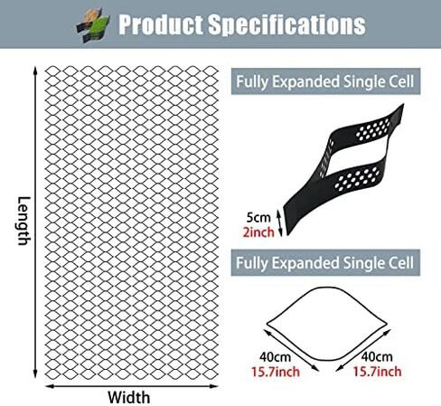 Honeycomb Gravel Stabilizer Grids 2" Height Black Ground Grid for Garden Garage Driveway & Patio Paving Durable Cuttable Gravel Grate Solution in Kuwait