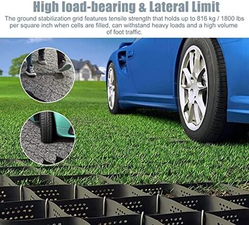 Honeycomb Gravel Stabilizer Grids 2" Height Black Ground Grid for Garden Garage Driveway & Patio Paving Durable Cuttable Gravel Grate Solution in Kuwait