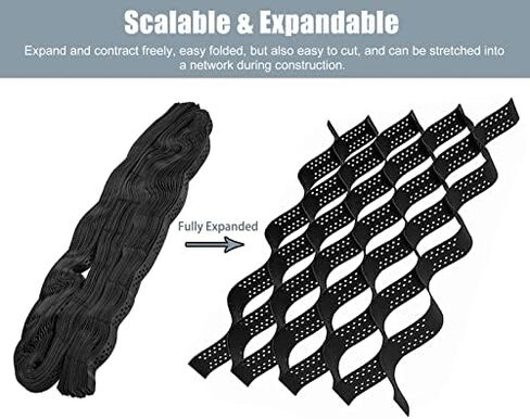 Honeycomb Gravel Stabilizer Grids 2" Height Black Ground Grid for Garden Garage Driveway & Patio Paving Durable Cuttable Gravel Grate Solution in Kuwait