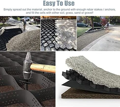 Honeycomb Gravel Stabilizer Grids 2" Height Black Ground Grid for Garden Garage Driveway & Patio Paving Durable Cuttable Gravel Grate Solution in Kuwait