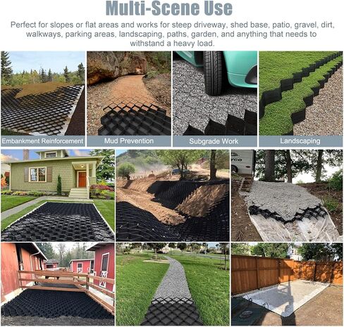Honeycomb Gravel Stabilizer Grids 2" Height Black Ground Grid for Garden Garage Driveway & Patio Paving Durable Cuttable Gravel Grate Solution in Kuwait