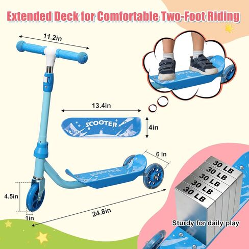 سكوتر ركلة للأطفال من عمر 3 إلى 7 سنوات، سكوتر للأطفال الصغار بثلاث عجلات مع مقود توجيه (بدون ميل)، ارتفاع قابل للتعديل، عجلات خلفية مضيئة، لعبة داخلية وخارجية للفتيات والأولاد، هدية عيد ميلاد للعطلات in Kuwait
