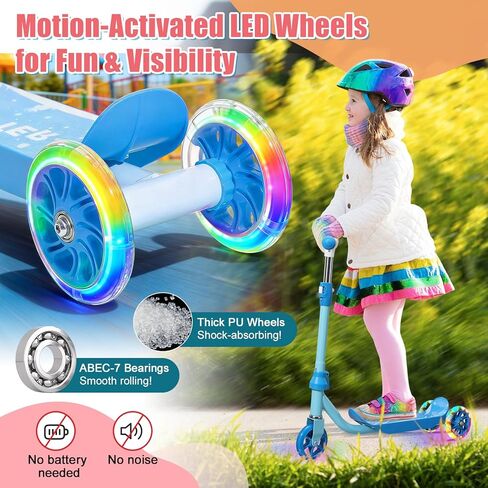 سكوتر ركلة للأطفال من عمر 3 إلى 7 سنوات، سكوتر للأطفال الصغار بثلاث عجلات مع مقود توجيه (بدون ميل)، ارتفاع قابل للتعديل، عجلات خلفية مضيئة، لعبة داخلية وخارجية للفتيات والأولاد، هدية عيد ميلاد للعطلات in Kuwait