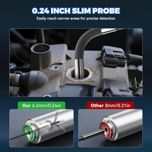 Inspection Camera with 6 Light, Two-Way 210° Articulating Borescope with 6.25mm Lens Snake Camera for Mechanic Inspections in Kuwait