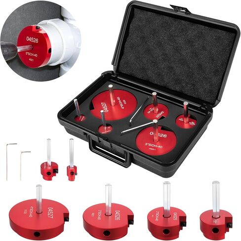 9Pcs Pipe Reamer Tool Kit PVC Fitting Saver Includes 1/2", 3/4", 1", 1-1/4", 1-1/2", 2", 2-1/2", 3", 4" Reamers, Aluminum Reed Socket Saver Kit for PVC, CPVC and ABS Plumbing, Fits Standard 1/2" Drill in Kuwait