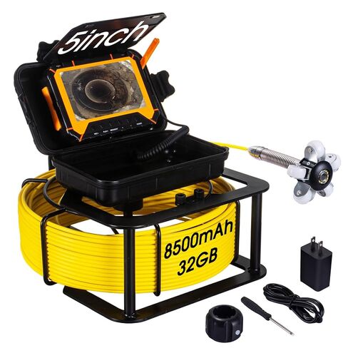 Sewer Camera 100ft,SPRIDRAIN Drain Pipe Camera HD 5in Screen,Waterproof IP68 Works Underwater Up to 10M Sewer Inspection Borescopes for Plumber(Fits Pipes>0.9" Diameter,100ft/30M) in Saudi Arabia
