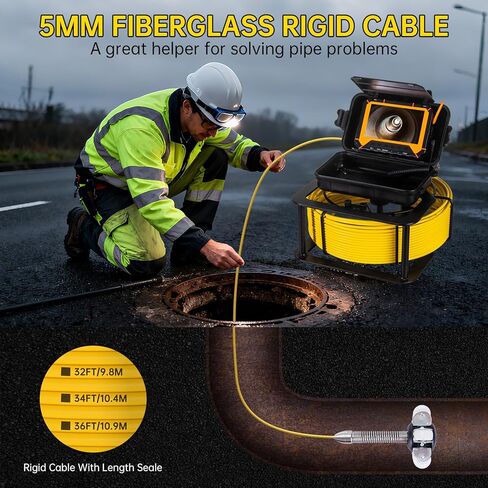 Sewer Camera 100ft,SPRIDRAIN Drain Pipe Camera HD 5in Screen,Waterproof IP68 Works Underwater Up to 10M Sewer Inspection Borescopes for Plumber(Fits Pipes>0.9" Diameter,100ft/30M) in Saudi Arabia