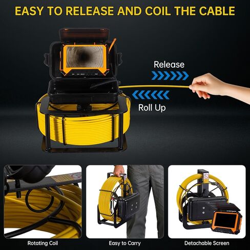Sewer Camera 100ft,SPRIDRAIN Drain Pipe Camera HD 5in Screen,Waterproof IP68 Works Underwater Up to 10M Sewer Inspection Borescopes for Plumber(Fits Pipes>0.9" Diameter,100ft/30M) in Saudi Arabia